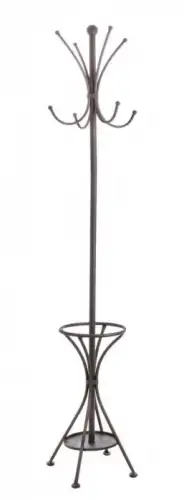 Cuier Charlotte cu suport pentru umbrele, Metal, Negru, 27x27x174 cm