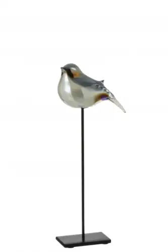 Decoratiune Bird, Sticla, Gri, 12x5x38.5 cm