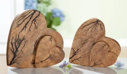 Decoratiune inima Rustik, lemn, maro, 22x21x4 cm