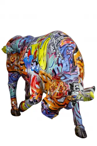 Figurina Bull Street Art, Rasina, Multicolor, 52x27x15 cm