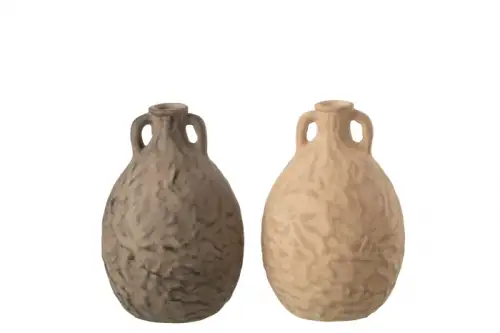 Set 2 vaze, Ceramica, Maro, 14.5x14.5x21.5