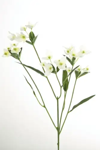 Crenguta cu flori artificiale Sierra, Fibre artificiale, Alb Verde, 64 cm