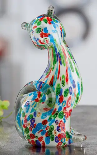 Decoratiune Cat Candy, Sticla, Multicolor, 12x24x5 cm