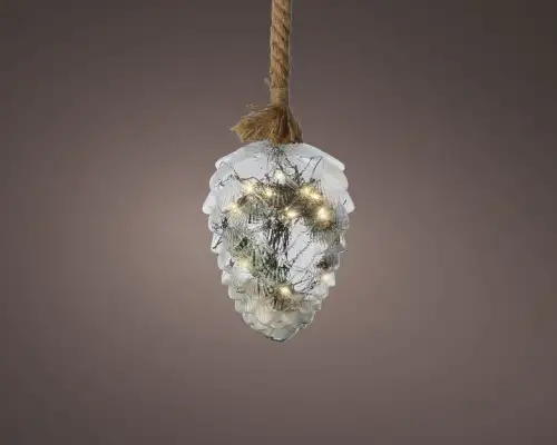 Decoratiune luminoasa Pinecone, Lumineo, 15x21 cm,  sticla