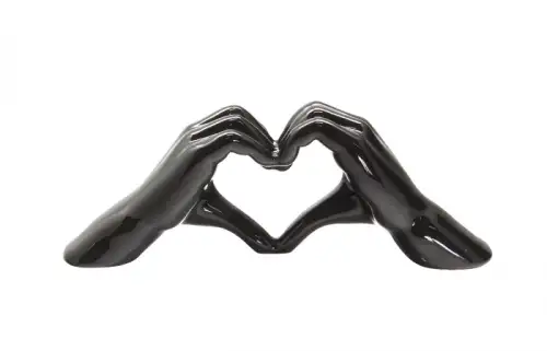 Decoratiune maini Heart, ceramica, negru, 31x7x11 cm