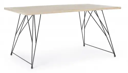 Masa District Table, Lemn Metal, Maro deschis Negru, 160x90x76 cm