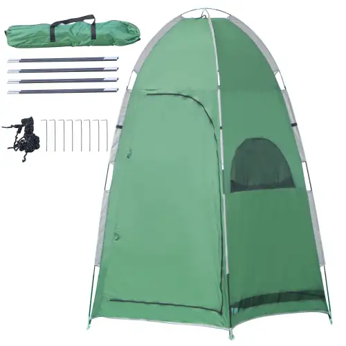 Outsunny Cort pentru dus, vestiar, cort pentru intimitate, adapost portabil, de exterior, pentru camping si plaja, cu geanta de transport, verde