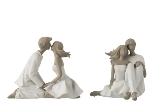 Set 2 figurine asortate, Compozit, Alb , 20.5x10x16.5 cm