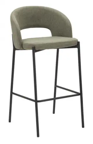 Set 2 scaune de bar Helsinki, Lemn Metal Fibre sintetice, Verde Negru, 99x50x52 cm