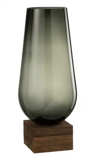 Vaza On Foot Eno, Sticla, Gri, 24x24x56 cm
