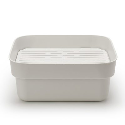 Bol de spalat cu tava de picurare, Brabantia, SinkSide, 37.4x34.4x16.1 cm, plastic, gri deschis