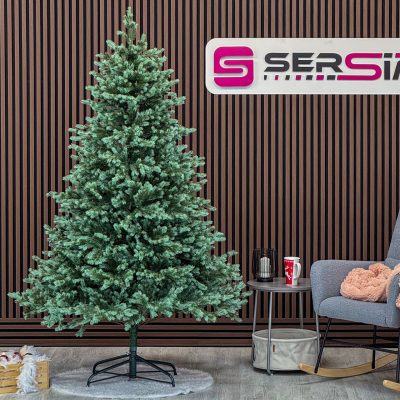 Brad artificial Sersimo, Scandinavia, verde cu varfuri argintii, Integral 3D, 230 cm