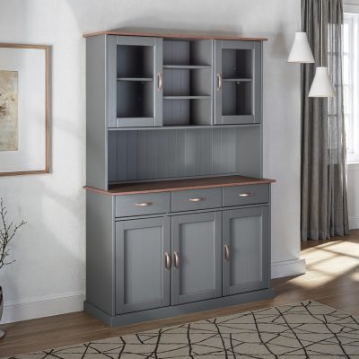 Bufet Luzerna 6.1, Inter Link, 131x45x190 cm, lemn, gri/sepia