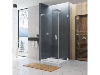 Cabina de dus 70x80 cm cu usa batanta si profil compensator, crom, instalare usa stanga, Ronal Cadura