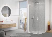 Cabina de dus 80x70 cm cu usa batanta si profil compensator, alb, instalare usa stanga, Ronal Cadura