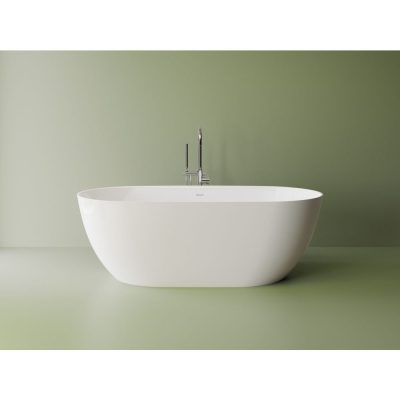 Cada freestanding compozit Marmite Lagos, 180 x 81 cm, ovala, alb lucios