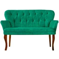Canapea 2 persoane verde catifelat Homs textil cu picioare lemn