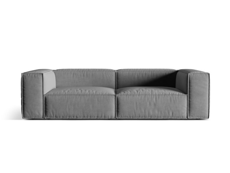 Canapea 4 locuri, Nuria-88, Micadoni Home, 250x110x72 cm, catifea, gri