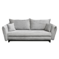 Canapea CAMILLE T extensibila, 3 locuri, cu arcuri si lada depozitare, gri deschis, 238x115x95 cm