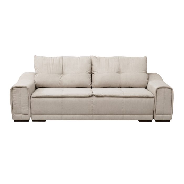 Canapea extensibila OSLO, 3 locuri, cu arcuri si lada depozitare, bej, 265x115x100 cm