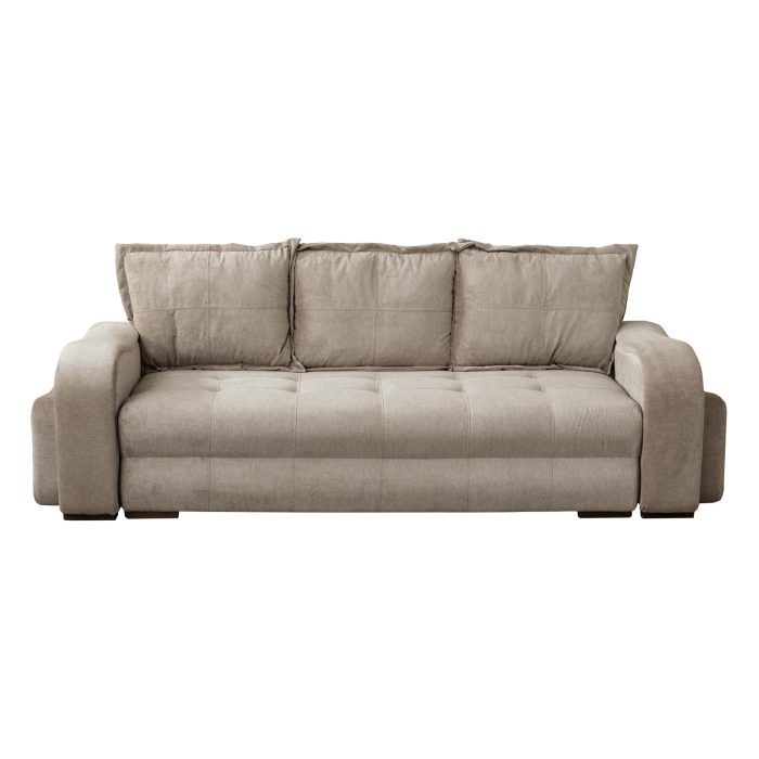 Canapea extensibila TOLEDO, 3 locuri, cu arcuri si lada depozitare, bej inchis, 265x100x95 cm