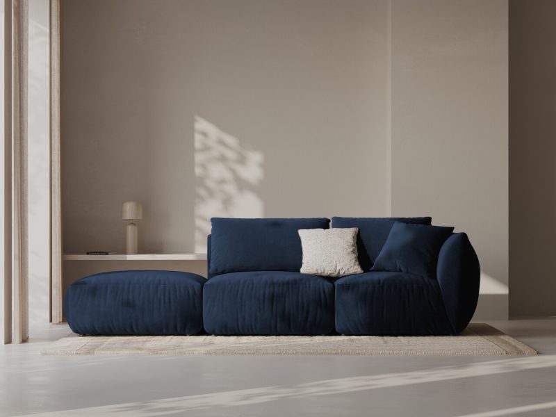 Canapea modulara 3 locuri cotiera stanga, Chris-184, Micadoni Home, 315x100x80 cm, catifea, albastru regal