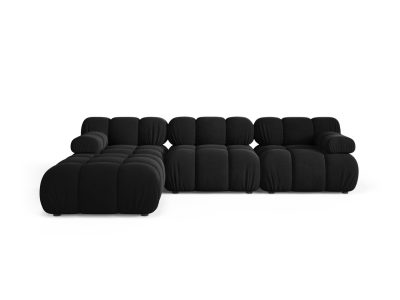 Canapea modulara 4 locuri, Bellis-51, Micadoni Home, 282x188x70 cm, catifea, negru