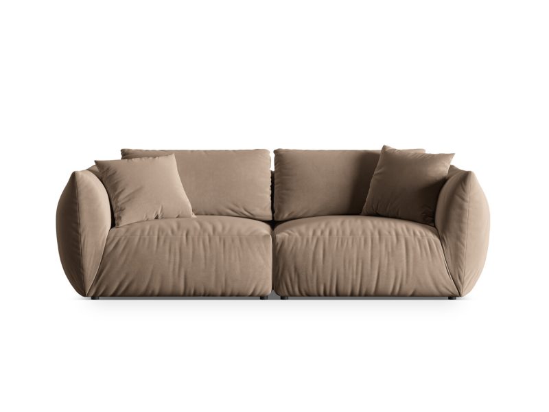Canapea modulara 4 locuri, Chris-184, Micadoni Home, 260x100x80 cm, catifea, maro deschis