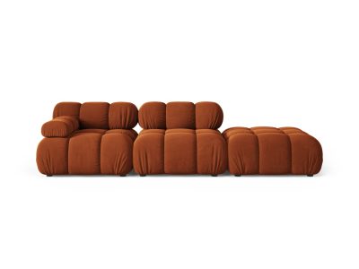 Canapea modulara 4 locuri cotiera dreapta, Bellis-51, Micadoni Home, 282x94x70 cm, catifea, teracota