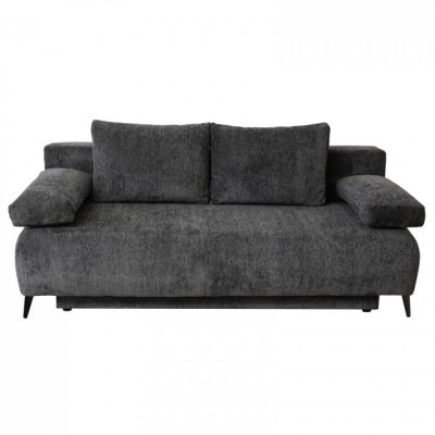 Canapea TIME NEW extensibila, 3 locuri, cu arcuri si lada depozitare, gri inchis, 200x100x90 cm