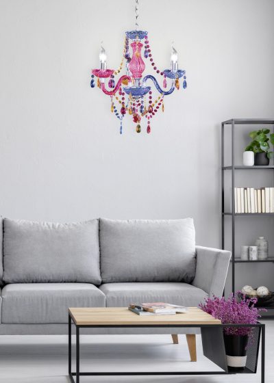 Candelabru Luster, RL, 46x150 cm, 40W, 3x E14, metal, multicolor