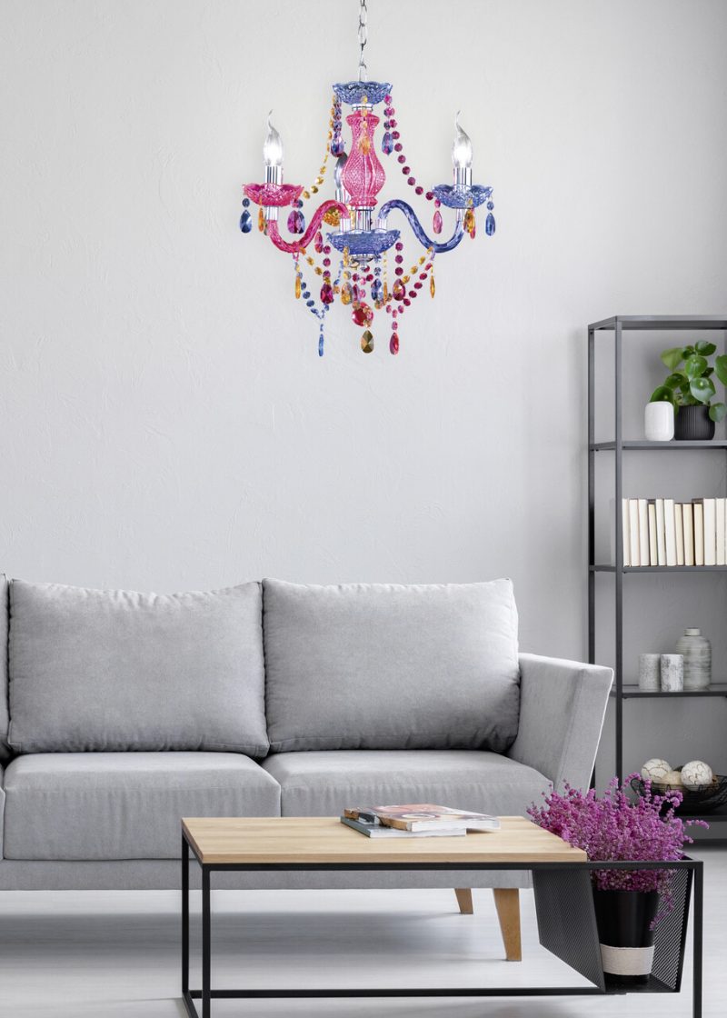 Candelabru Luster, RL, 46x150 cm, 40W, 3x E14, metal, multicolor