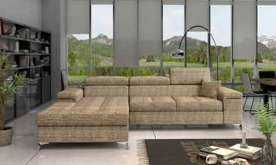 Coltar extensibil stanga 4 locuri ELTAP, Ric-05, Ricardo, 281x205x88 cm, lemn/poliester, bej