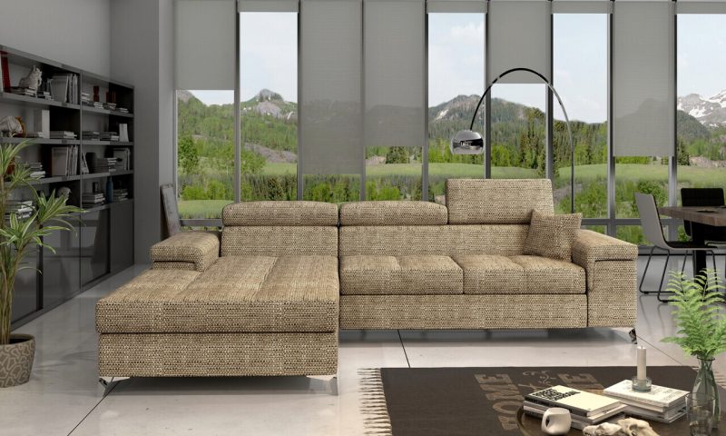 Coltar extensibil stanga 4 locuri ELTAP, Ric-05, Ricardo, 281x205x88 cm, lemn/poliester, bej