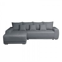 Coltar MARIBO L BUCLE extensibil, cu arcuri si lada depozitare, colt stanga, gri inchis, 282x205x92 cm