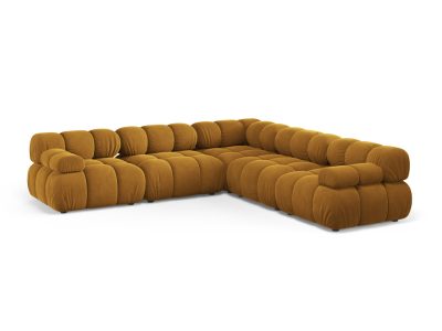 Coltar simetric 5 locuri, Bellis-51, Micadoni Home, 282x282x70 cm, catifea, galben