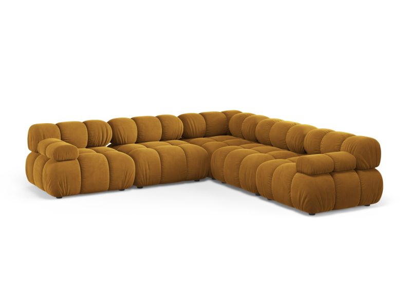 Coltar simetric 5 locuri, Bellis-51, Micadoni Home, 282x282x70 cm, catifea, galben