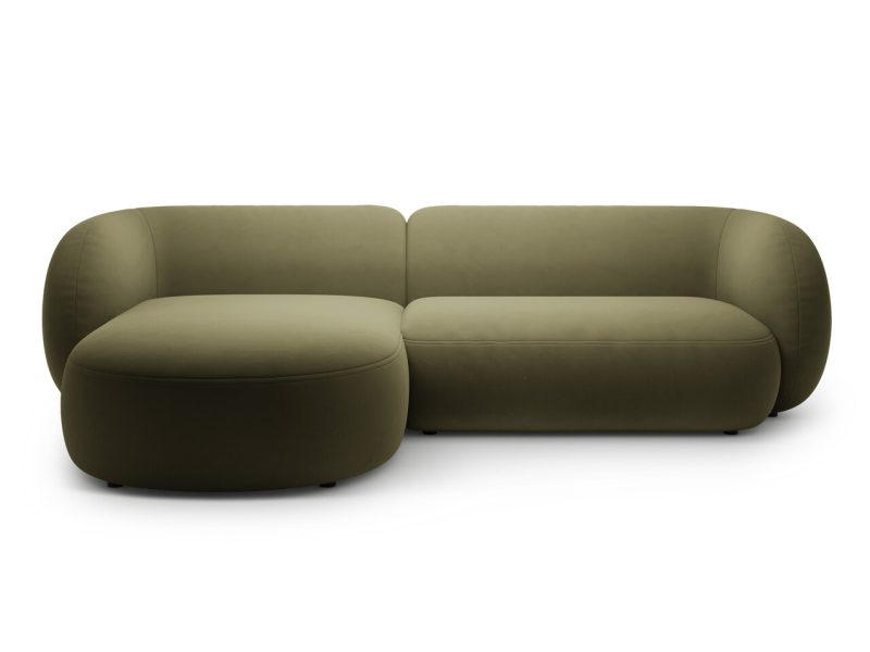 Coltar stanga 3 locuri, Kate, Micadoni Home, 285x176x76 cm, catifea, verde