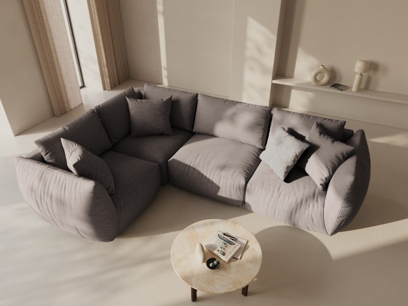 Coltar stanga 4 locuri, Chris-259, Micadoni Home, 295x210x80 cm, tesatura structurata chenille, bej sand