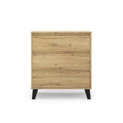 Comoda BORG, 3 sertare, stejar artisan, 70x38,8x78,4 cm