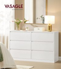 Comoda cu 6 sertare Kailyn, Songmics, 119.4x40x75 cm, PAL/MDF, alb