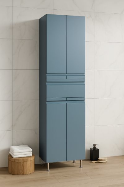 Dulap baie seria 786, front MDF, 4 usi, 1 sertar, montat, antracit, 50x32x180 cm