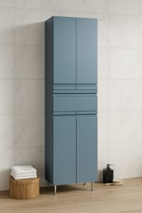 Dulap baie seria 786, front MDF, 4 usi, 1 sertar, montat, antracit, 50x32x180 cm