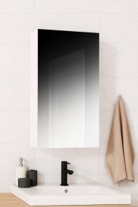 Dulap baie suspendat cu oglinda, 1 usa, alb, 40x14x68 cm