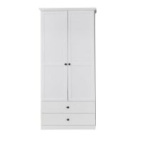 Dulap BRANDSON, 2 usi, 2 sertare, alb, 81x41x196 cm