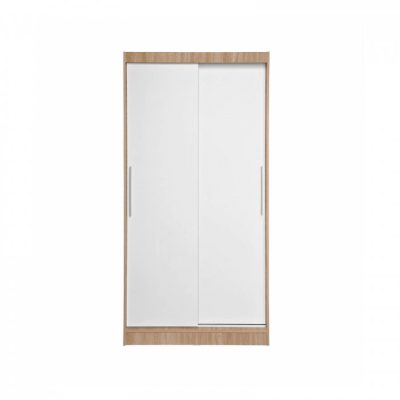 Dulap KOSS 01, usi glisante, corp sonoma + usi alb, 100x60x200 cm