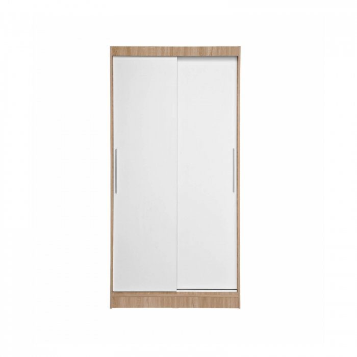 Dulap KOSS 01, usi glisante, corp sonoma + usi alb, 100x60x200 cm