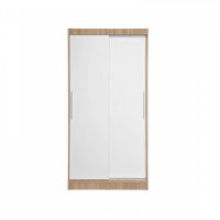 Dulap KOSS 01, usi glisante, corp sonoma + usi alb, 100x60x200 cm