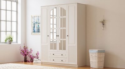 Dulap pentru haine, Hanah Home, Rb-112, 140x184x52 cm, Alb mat