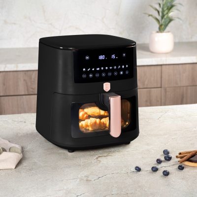Friteuza cu aer cald si fereastra Berlinger Haus, Black Rose, 38.8x30x32.4 cm, 8 L, 1650W, negru